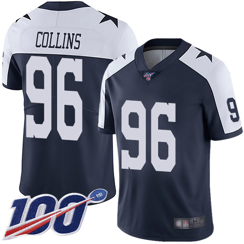 Men Dallas Cowboys Limited Navy Blue Maliek Collins Alternate 96 100th Season Vapor Untouchable Throwback NFL Jersey